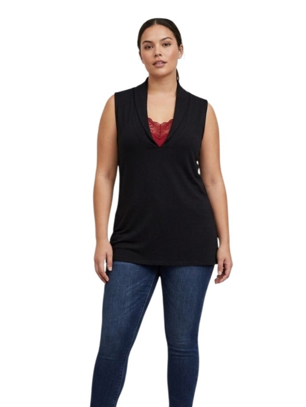 Cache Ribbed Sweater Vest Shawl Collar Knit Texture Sleeveless Pullover Cardigan